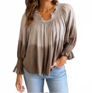 NEW PHIE COLLECTIVE marina dip dye off shoulder top in mocha